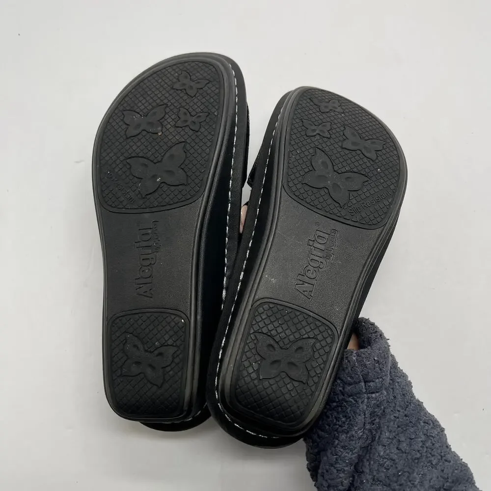 Alegria‎ Women's Karmen Black Metallica Fun Wedge Sandal Size 37